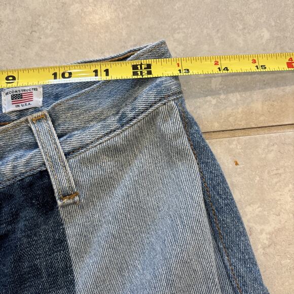 Levis Re/Done Button Fly Jeans Women’s Sz 24 Relaxed Blue Patchwork Indigo 27” - Picture 7 of 13